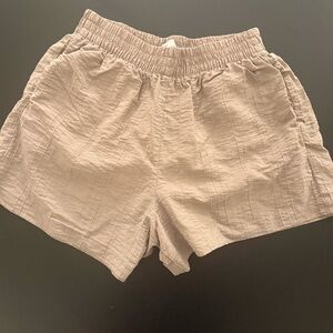 OAK + FORT Neutral Beige Elastic-Waist Cotton Shorts